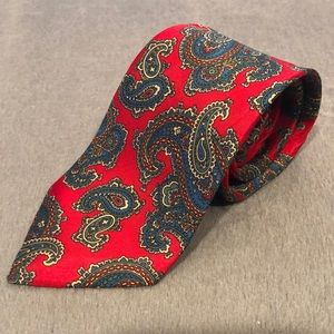 Tattersall All Silk Men’s Tie Red Paisley 3.25” W
